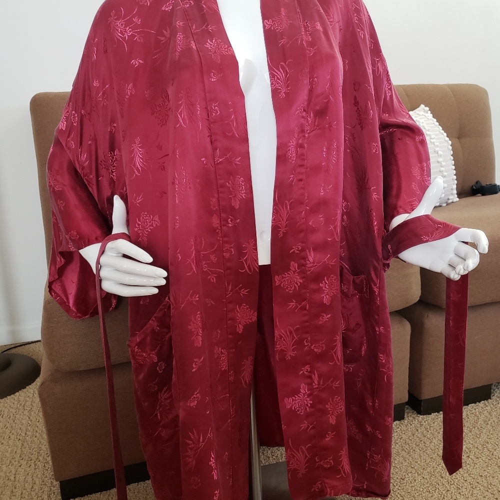 Silky Burgundy/ Maroon Kimono Robe